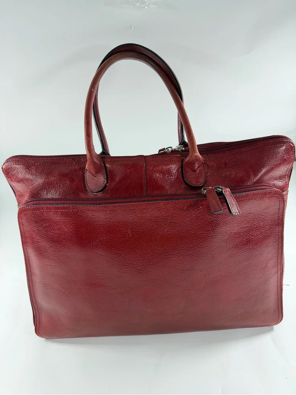 Wilsons Leather Burgundy Laptop Tote Business Briefcase Organizer Quiet Luxury